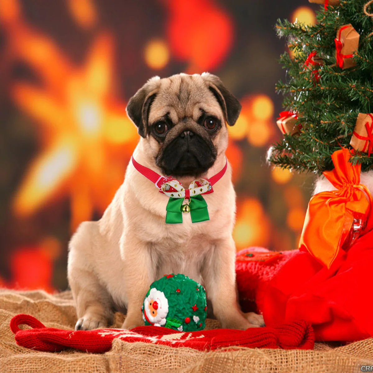 

3Pcs Pet Holiday Costume for Dogs Christmas Themed Accessory Set Includes Wearable Hat Scarf Pom Poms for Festive Style