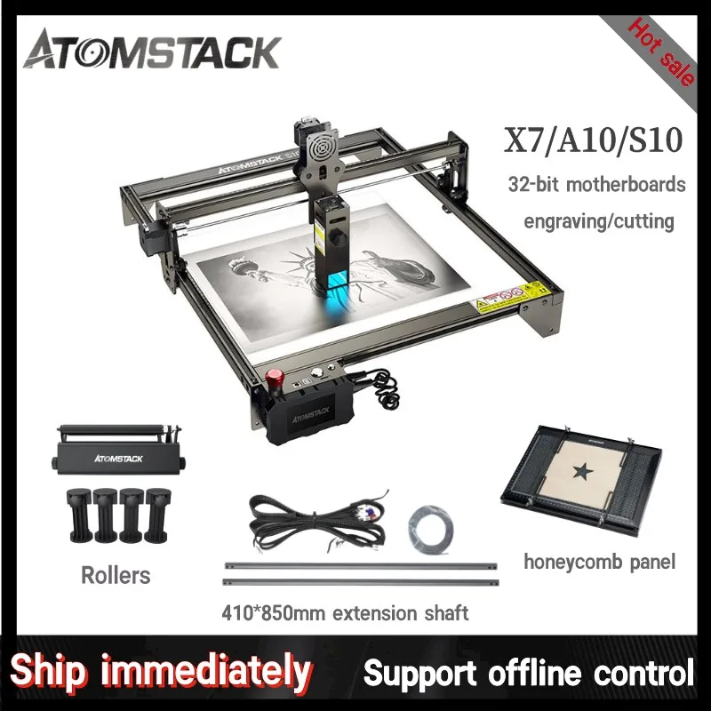 

Распродажа, миниатюрный лазерный режущий станок ATOMSTACK X7 A10 S10 PRO 50 Вт, фотопринтер для металла и стекла, лазерный режущий станок, фотопринтер, лазерный гравер, режущее устройство, 12 В постоянного тока, 5 А