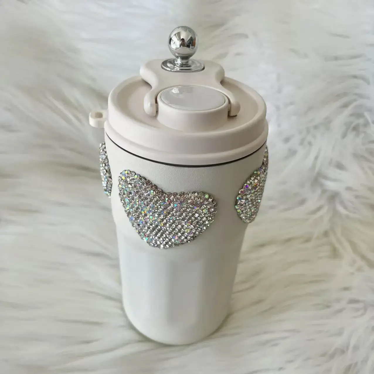 Bling Stainless Steel Insulated Cup Sparkling Rhinestone Coffee Mug with Lid Leakproof Vacuum Cup Portable Water Bottle Gifts