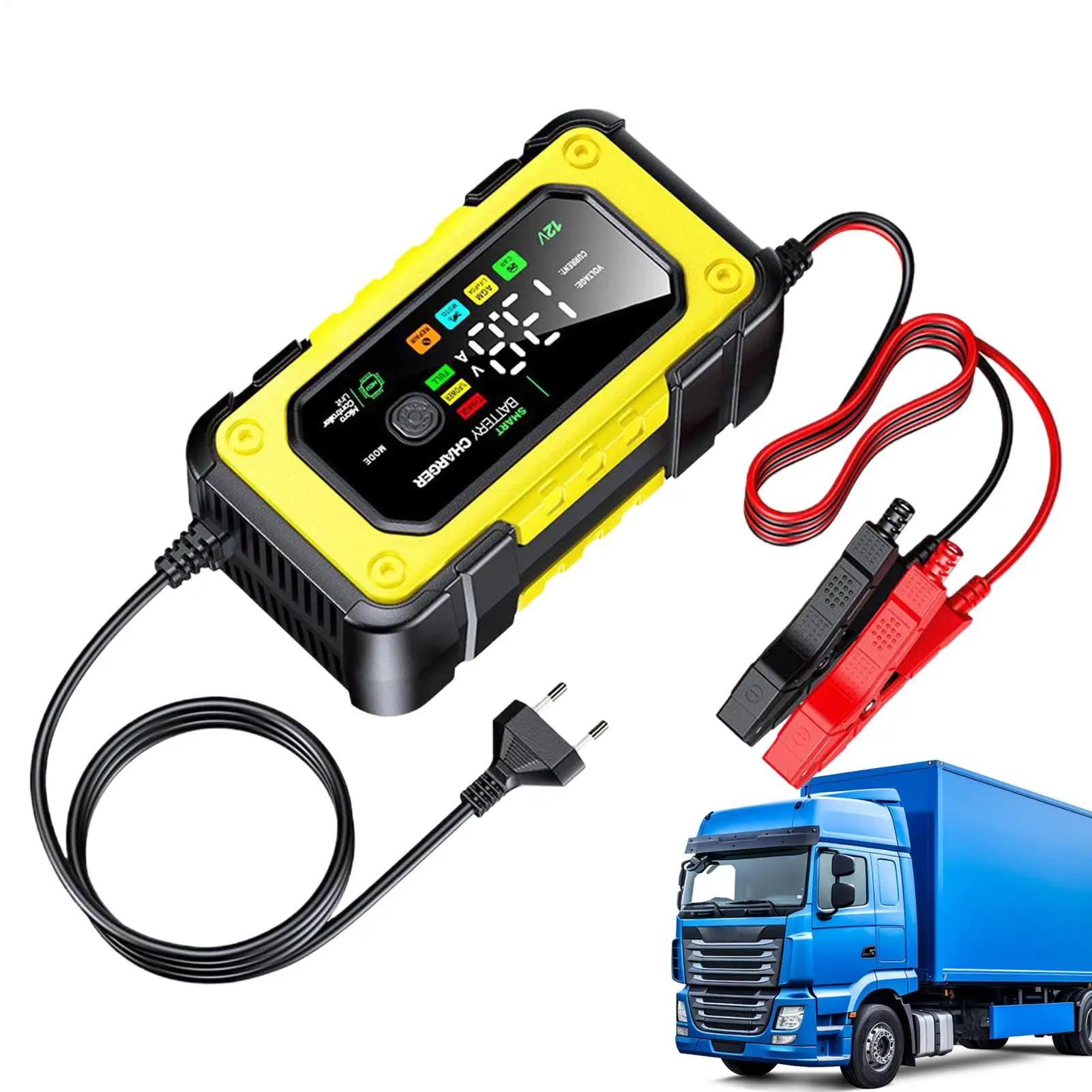 

Battery Charger 12V 7A Car Battery Charger Color Lcd Display Inflator Charging Tool for Automobile Motorcycle Vehicle Boat Truck