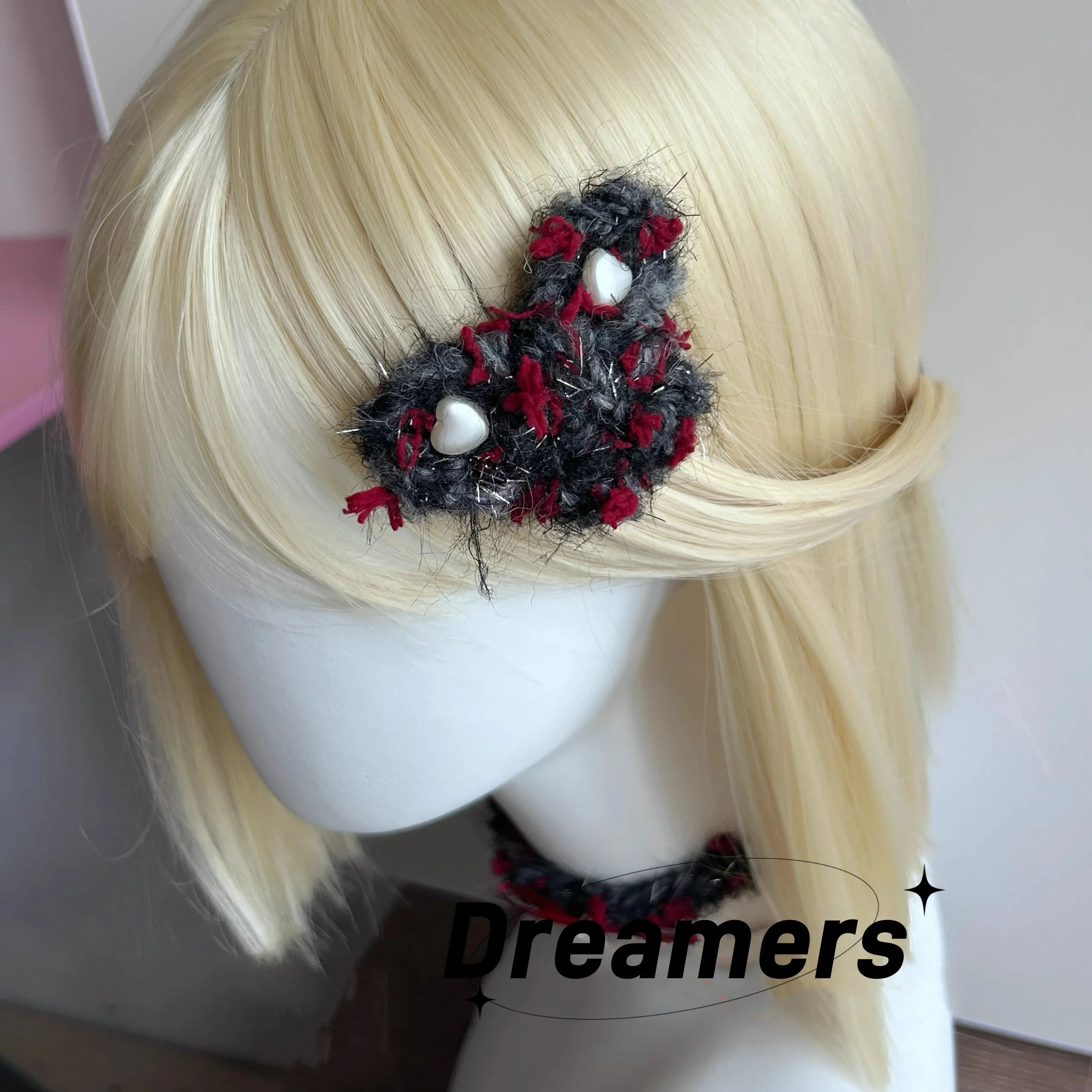 Заколка для волос Lost Rose Butterfly, оригинальный дизайн, готическое колье Y2K Harajuku, флисовое колье с розой и темным бантом, ожерелье