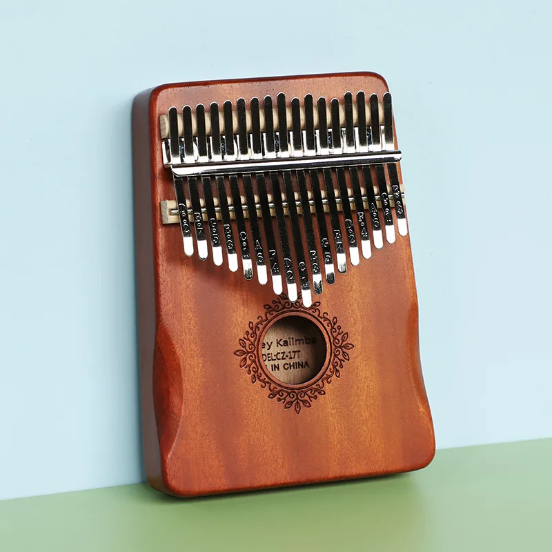 Kalimba de mogno com 21 teclas, piano portátil de 17 teclas para iniciantes, presentes mbira para adultos/crianças