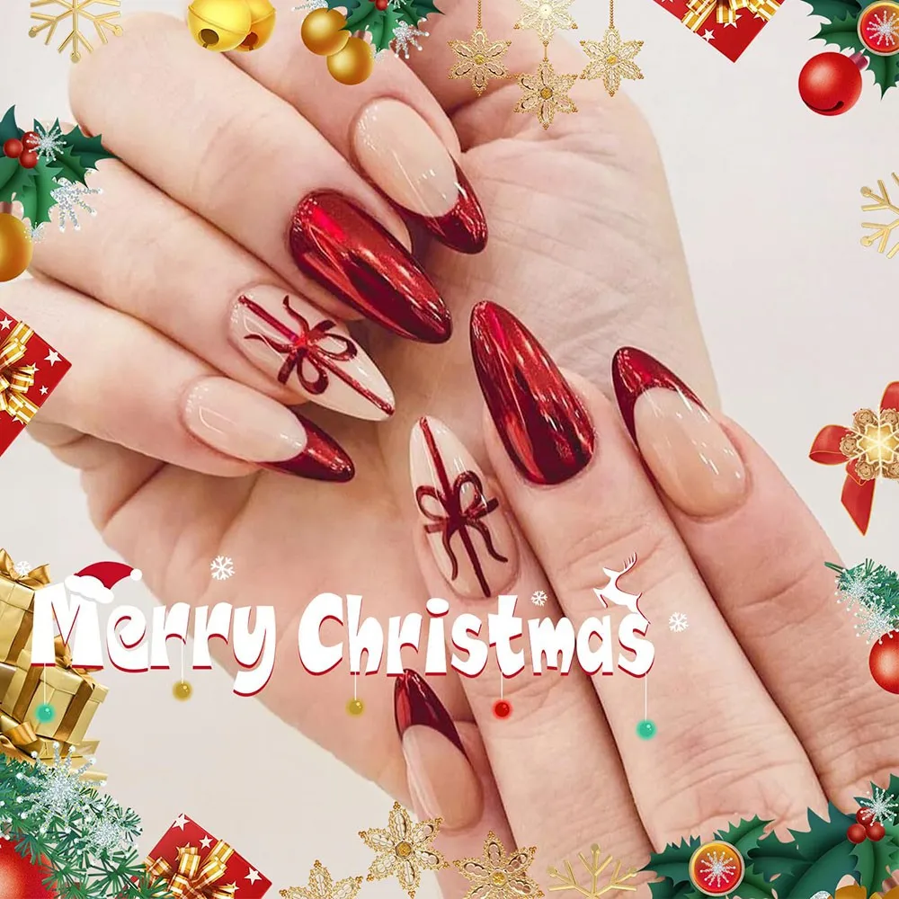 1jar Weihnachten Metallic Magic Mirror Red Chrome Nagelpulver 0,3 Gramm holografisch glasiertes UV-Gel Nagelpigment Maniküre Reibstaub