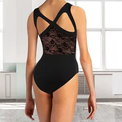 Women's Lace Leotard for Dance Ballet Tank with Crisscross Back and Durable Lace Ballerina Gymnastics Dancewear