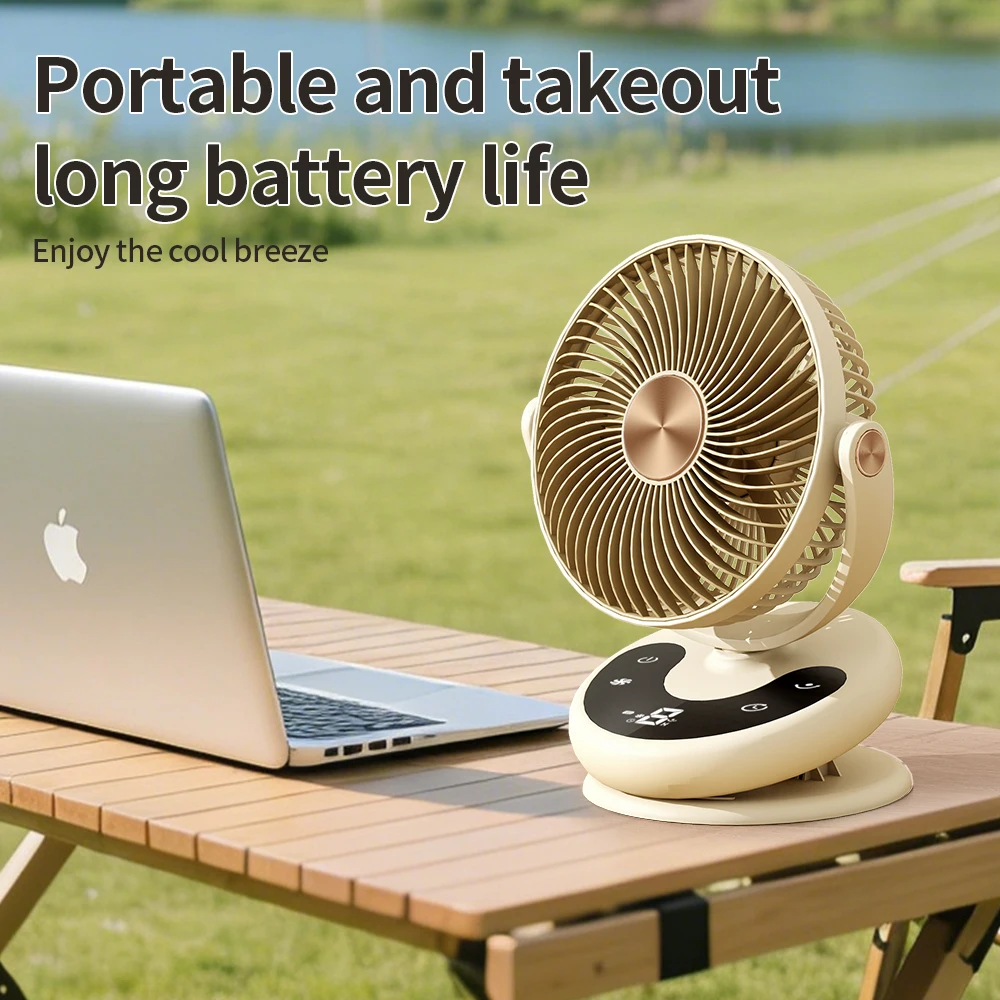 Mini Oscillating Clip Fan, Portable Battery-Operated Table Fan with 5 Speed Levels, 8 inch Desk fan with Timer