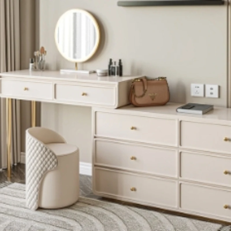 Nordic Mirror Dressing Table Natural Chair Storage Desk Dressers Luxury Princess Penteadeiras De Maquiagem Bedroom Furniture