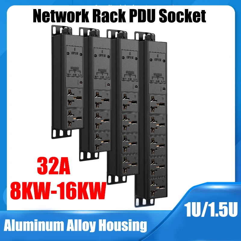 PDU Network Cabinet Rack 32A 8000W 16000W High-power Empty Leakage Protection Anti-overload Row  Module Socket