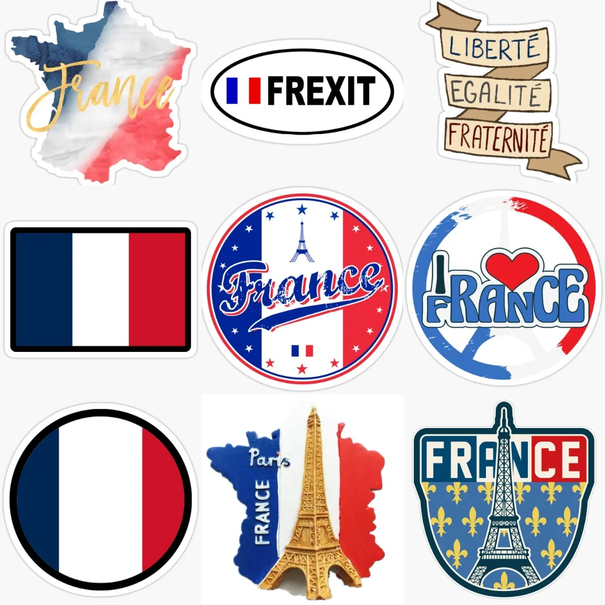 

F France flag map Eiffel tower creative personalized Stickers for car helmet window Fridge wall Decoration Accessories
