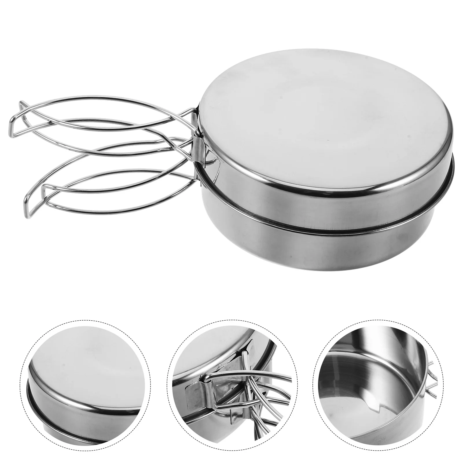 

Stainless Steel Cookware Portable Lightweight Folding Handle Pot for Outdoor Camping Hiking Picnic Gear Camping Gear