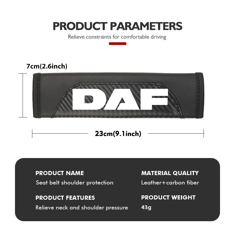 For DAF 1/2pcs Car Safety Belt Shoulder Cover Seat Belt Protection Pad XF 95 105 CF LF VAN CF XG 106XF CF85 Truck view 6