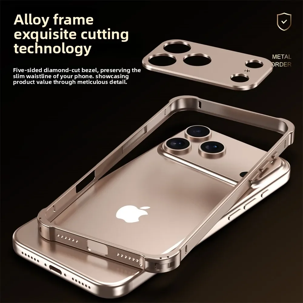 Original Colour Aluminum Alloy Metal Frame Bumper Phone Case For apple iPhone 17 Pro Max Camera Protection Shockproof Cover