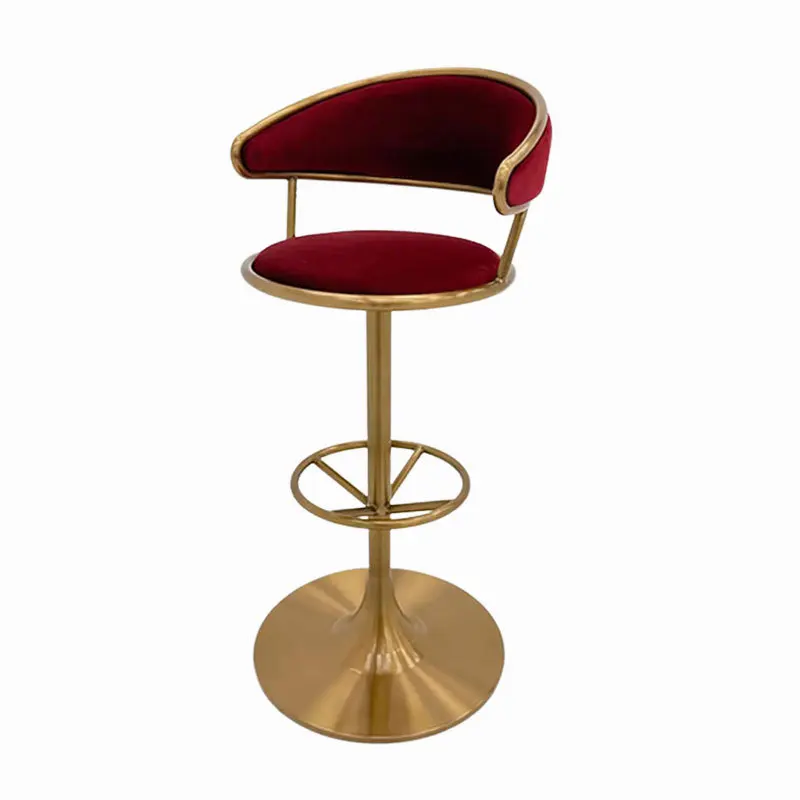 

Light Luxury Home Chair Gold Stainless Steel Chair KTV Bar Backrest High Chair Hotel Front Desk Bar Stool