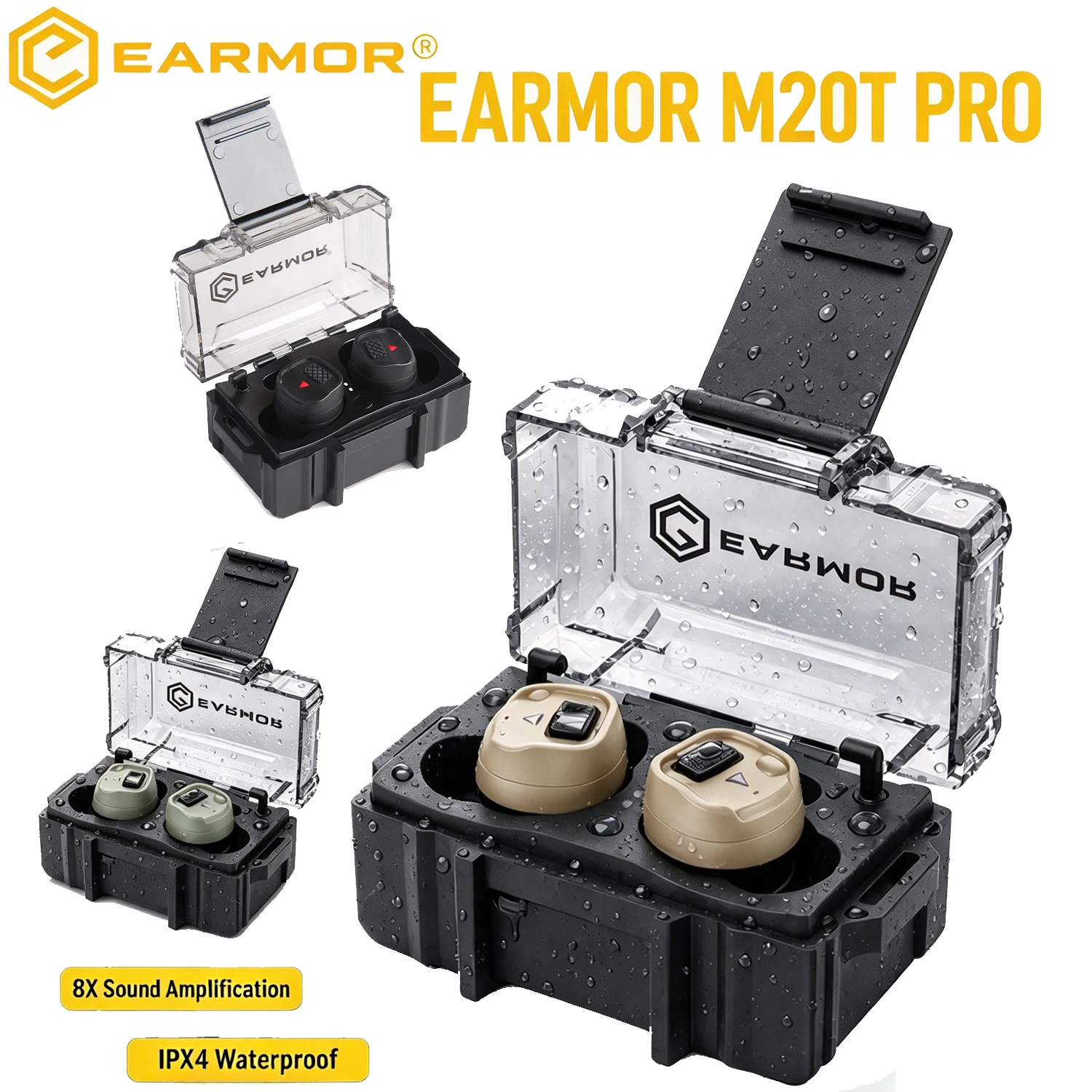 EARMOR M20T PRO Tactical Hearing Protection,NRR 30dB Bluetooth 5.4 Noise Cancelling,In-Ear Sound Amplification for Hunting