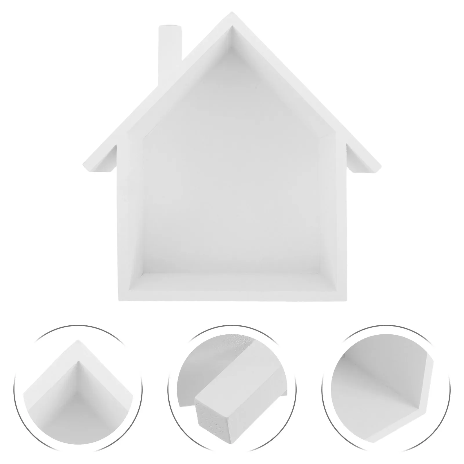 House Shaped Floating Shelf Wood Wall Mounted Hanging Shelf Rustic Solid Wood Storage Organizer for Kids Room Kitchen Bedroom