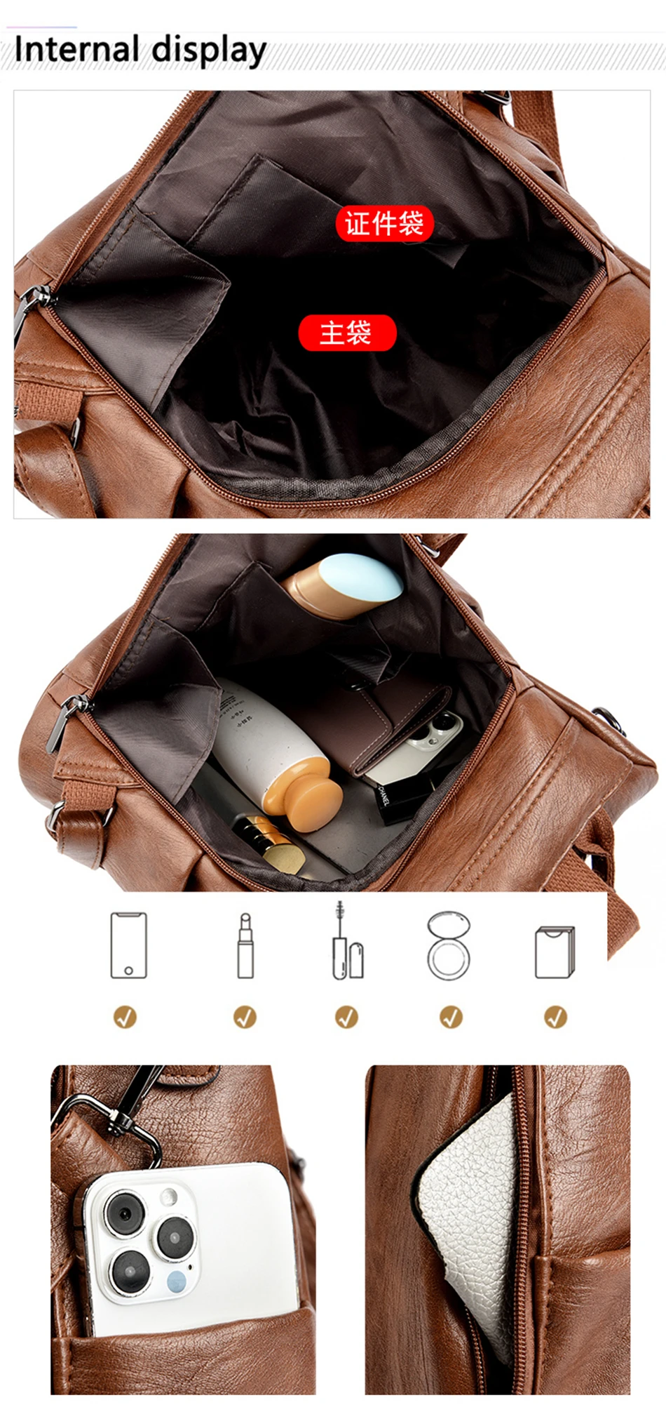 Luxury Brand Anti-Theft Women's Backpack High-Quality Leather Sac a Dos SchoolBag Knapsack for Female