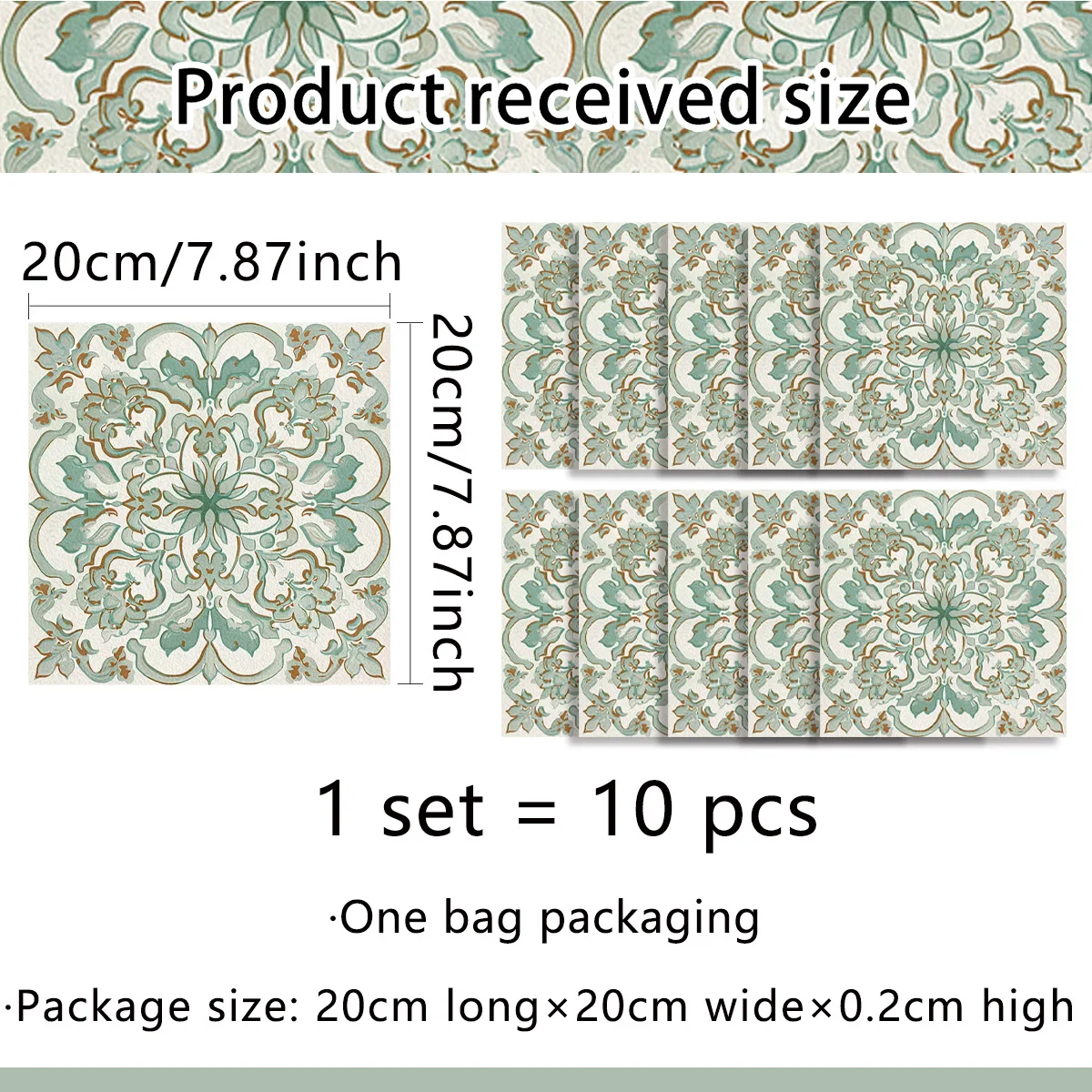 10pcs 1515cm Vintage Brick Wall Decals French Fake Floral Tiles for Kitchen Balcony Decor Home Wall Background Decoration