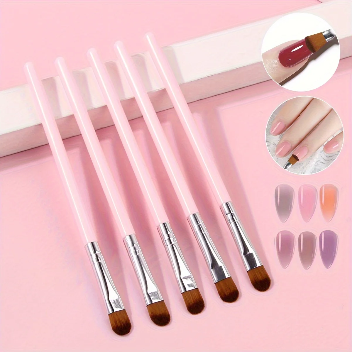 2024 New Make-UP Eyeshadow High luxury pink base eye makeup brush set 5 PCS Vegan Cruelty Free makeup brushes eye Brow