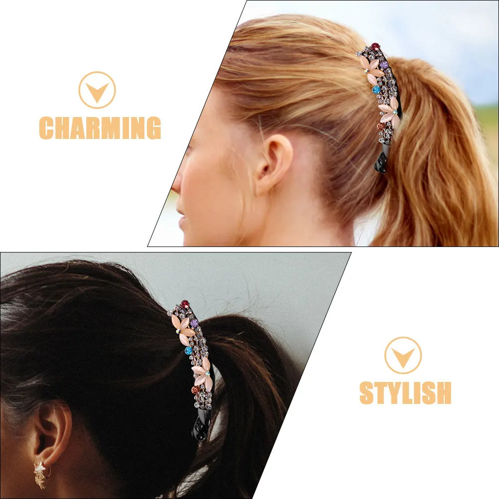 2Pcs Rhinestone Banana Clips for Women Stylish Hair Accessories Sparkling Rhinestones Opal Gems Everyday Party Wedding