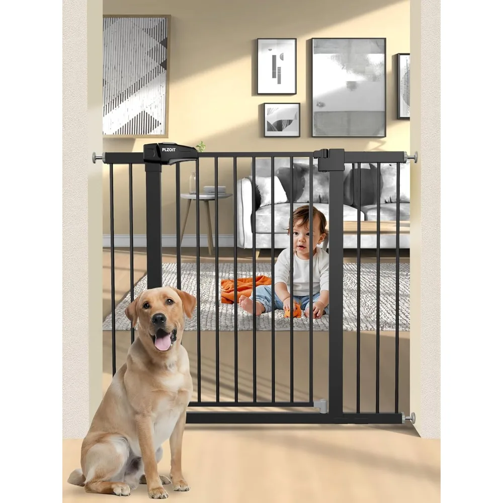 

36.2" Extra Tall Baby Gate for Stairs, 29.5-46" Wide Dog Gate for Doorways, Walk Thru Auto Close Metal Pet Gate for The House