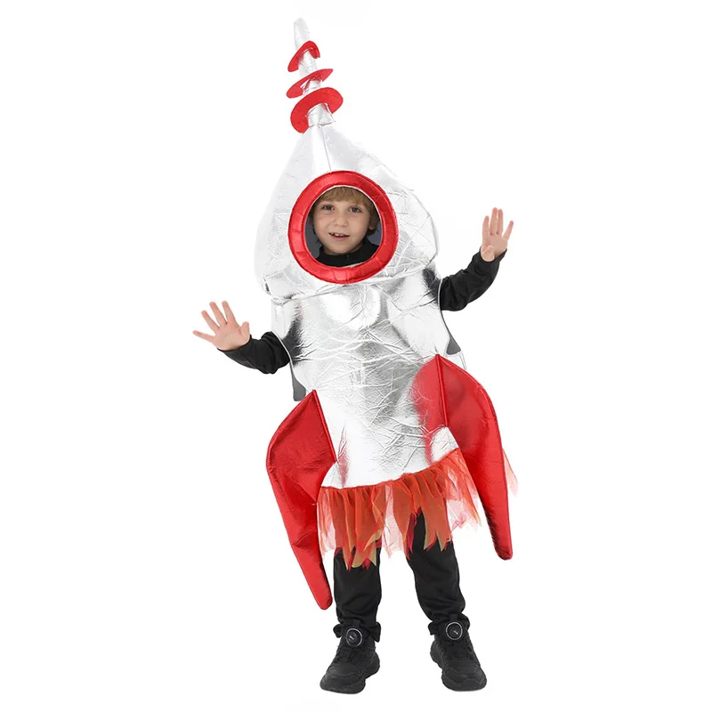Niños Unisex blanco y rojo cohete barco Halloween vestido elegante niños disfraz de astronauta de la NASA disfraz de cohete astronauta para niño