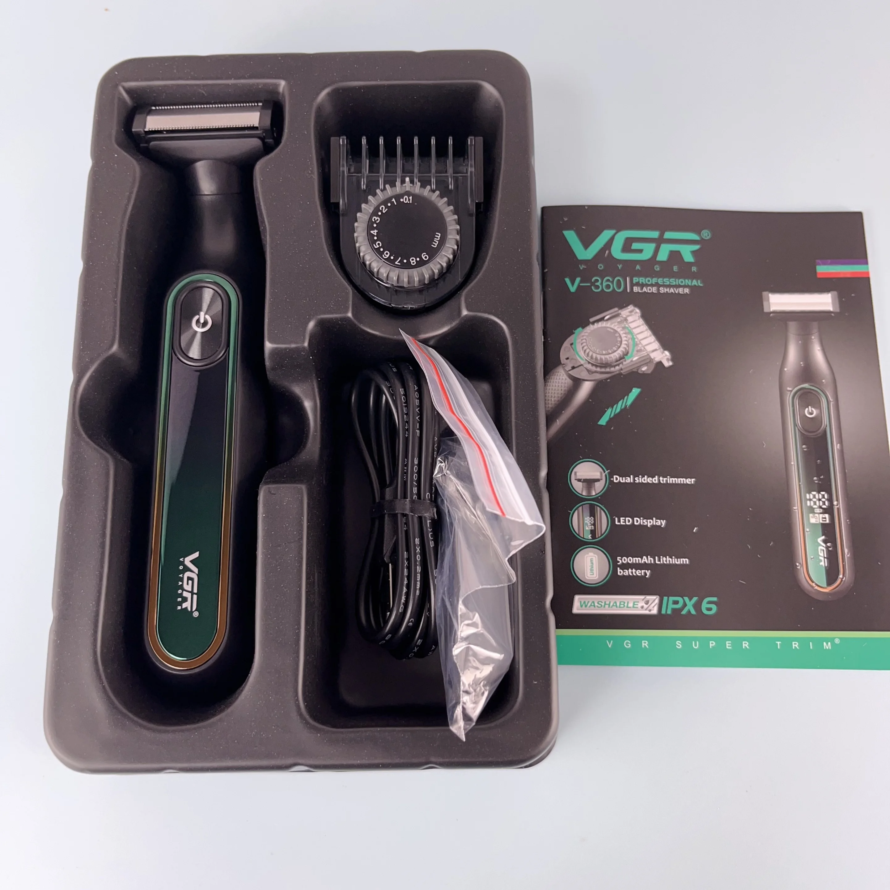 VGR 360 Hair Trimmer Waterproof Household Rechargeable Adjustable Hair Trimmer Full Body Washable Reciprocating Men's Trimmer
