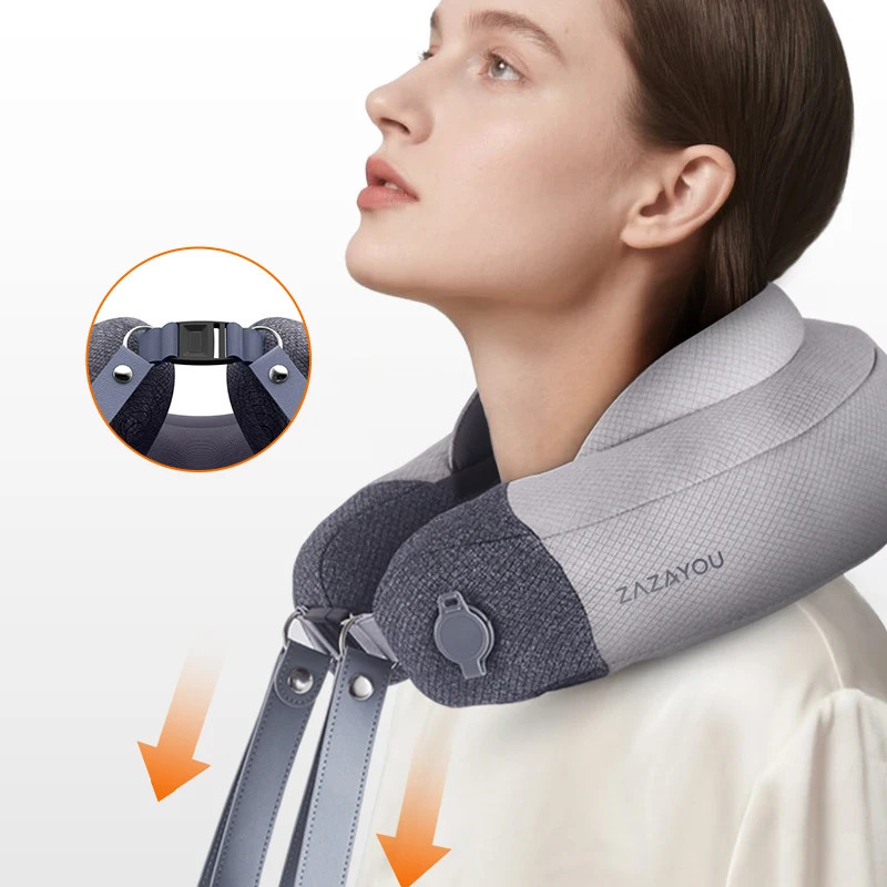 

Shiatsu Neck Massager, Washable Fabric Inflatable Massage Pillow, Rechargeable Shoulder Massager for Car and Home Use