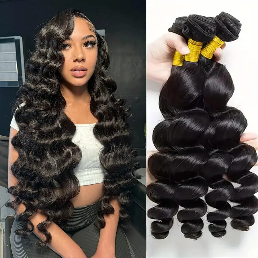 Ulrica Human Hair Loose Wave Bundles Original 100% Brazilian Loose Curl Human Hair Bundle Deals 1/3/4 pcs Curly Loose Weaves