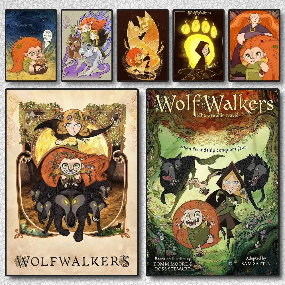 ملصق أيرلندا W-Wolfwalkers عالي الدقة على الحائط اللاصق المقاوم للماء وغرفة المعيشة المنزلية وغرفة النوم والديكور الجمالي