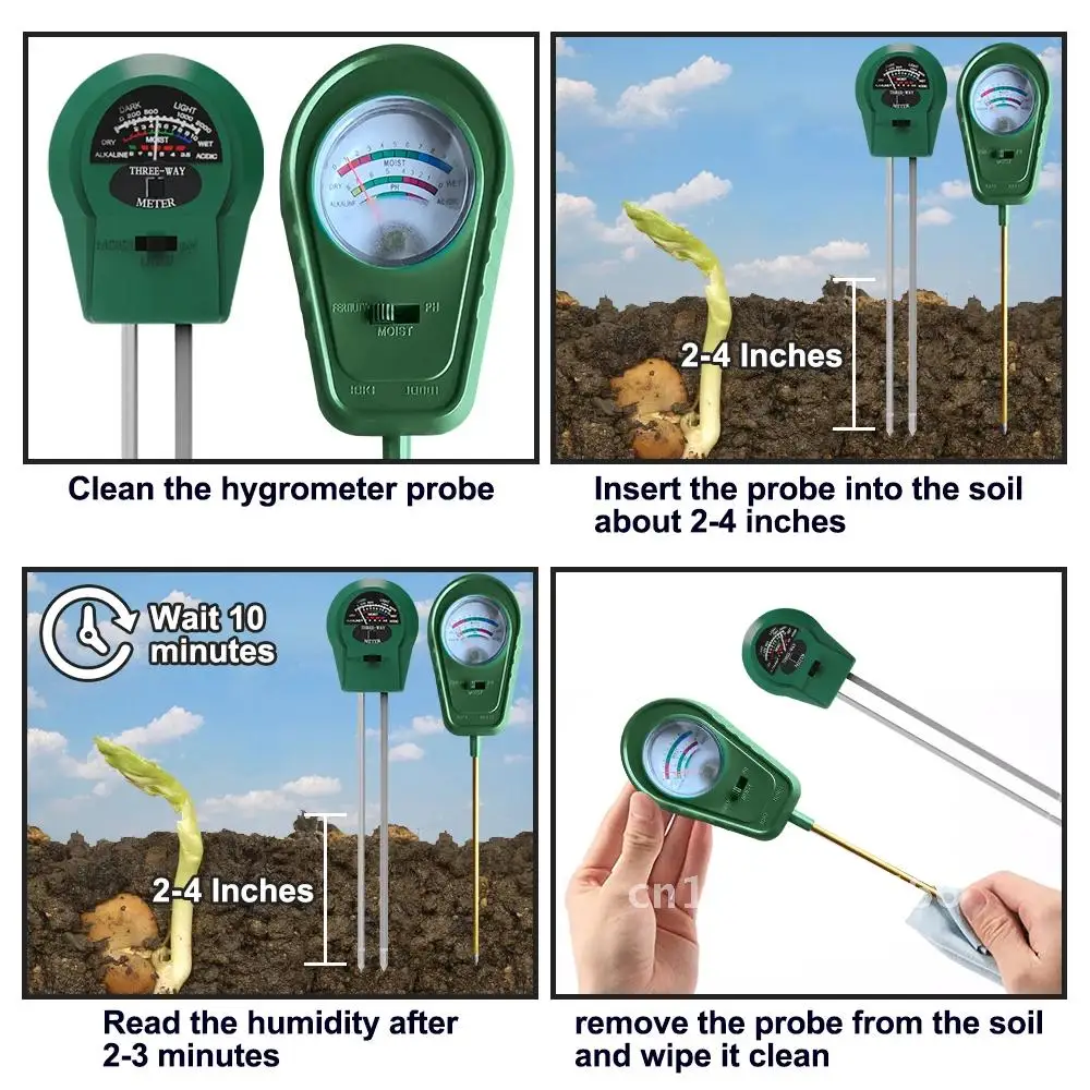 Moisture Sunlight Fertility PH Tester for Garden Farm House Plants Lawn Care Soil Tester Acidity Humidity Testing Soil PH Meter