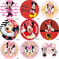 Disney Minnie  Mickey Mouse Red Pink Girl Boy Round Background Photo Shootings Circle Backdrop Baby Birthday Covers Elastic