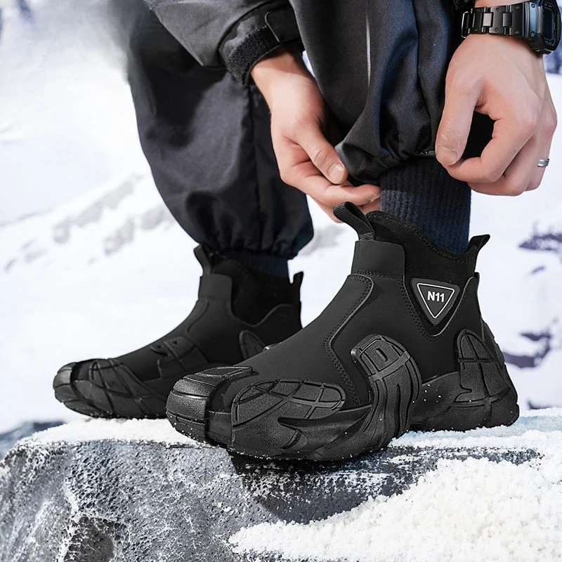 Male Shoes Black for Motorcyclist Men's Fur High Boots Motorcycle with Cut Warm Winter Sale Fashion Offer Classic Trendy 2025