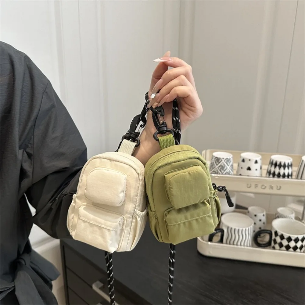 

Nylon Hanging Neck Coin Purse Multifunction Korean Style Lanyard Crossbody Bag Hip Hop Shoulder Bag Lipstick Earphone Bag