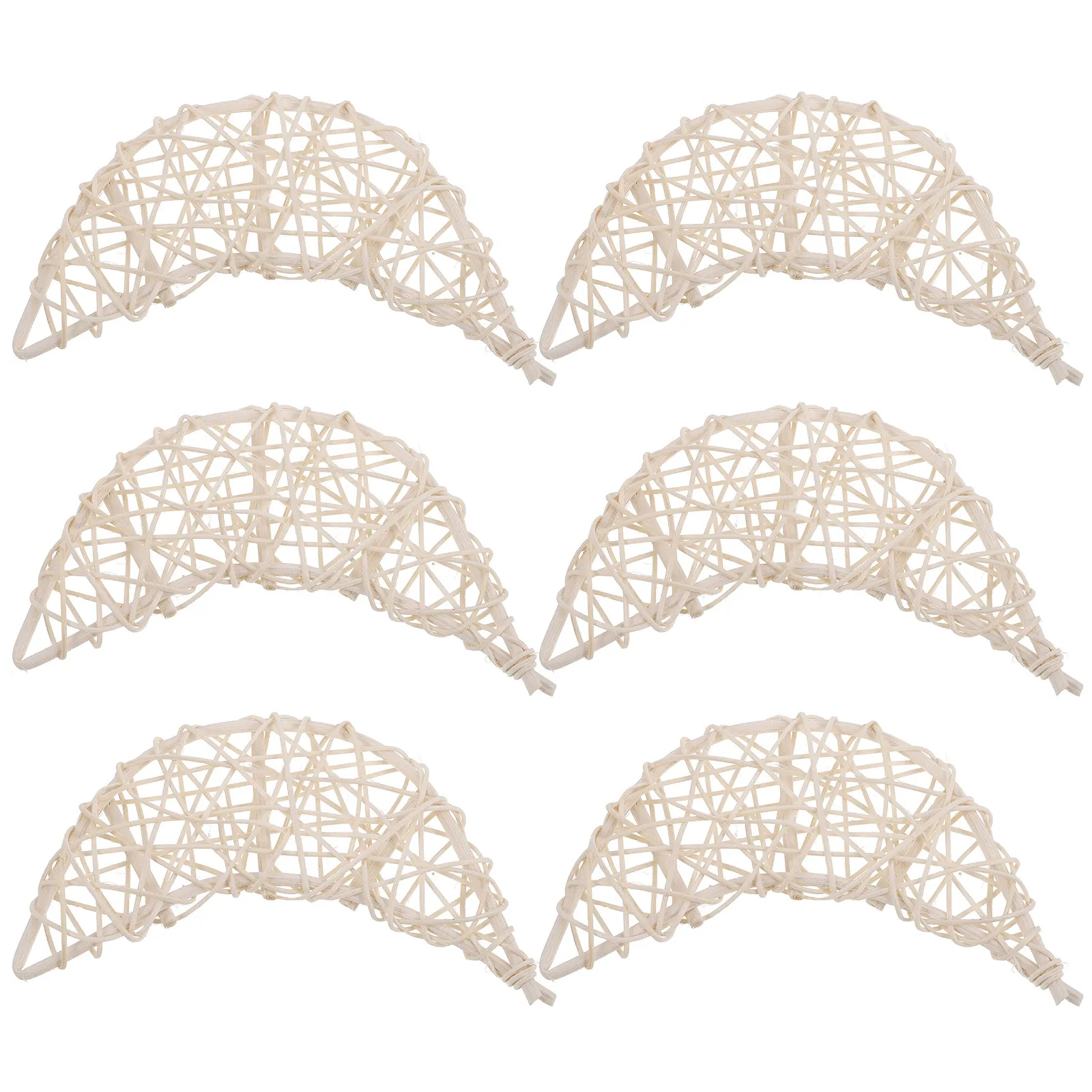 6Pcs Rattan Woven Moon Shaped Hanging Decor Unique Design Party Supplies Wedding Room Outdoor DIY Scene Layout