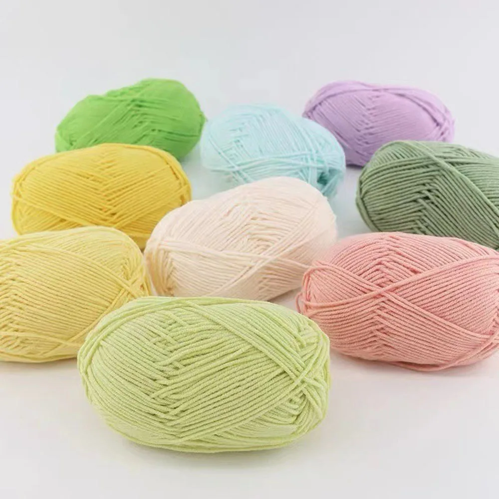 1 Ball 50g Soft Smooth Milk Cotton Yarn Hand Woven Crochet Baby Clothes Knitted Fabrics DIY Knitting Sweater Hat Blended Thread