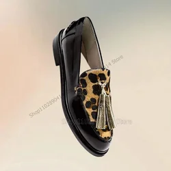 Gold Tassels Decor Leopard Print Men Loafers Fashion Slip On Male Shoes Luxurious Handmade Party Banquet Office Men Casual Shoes