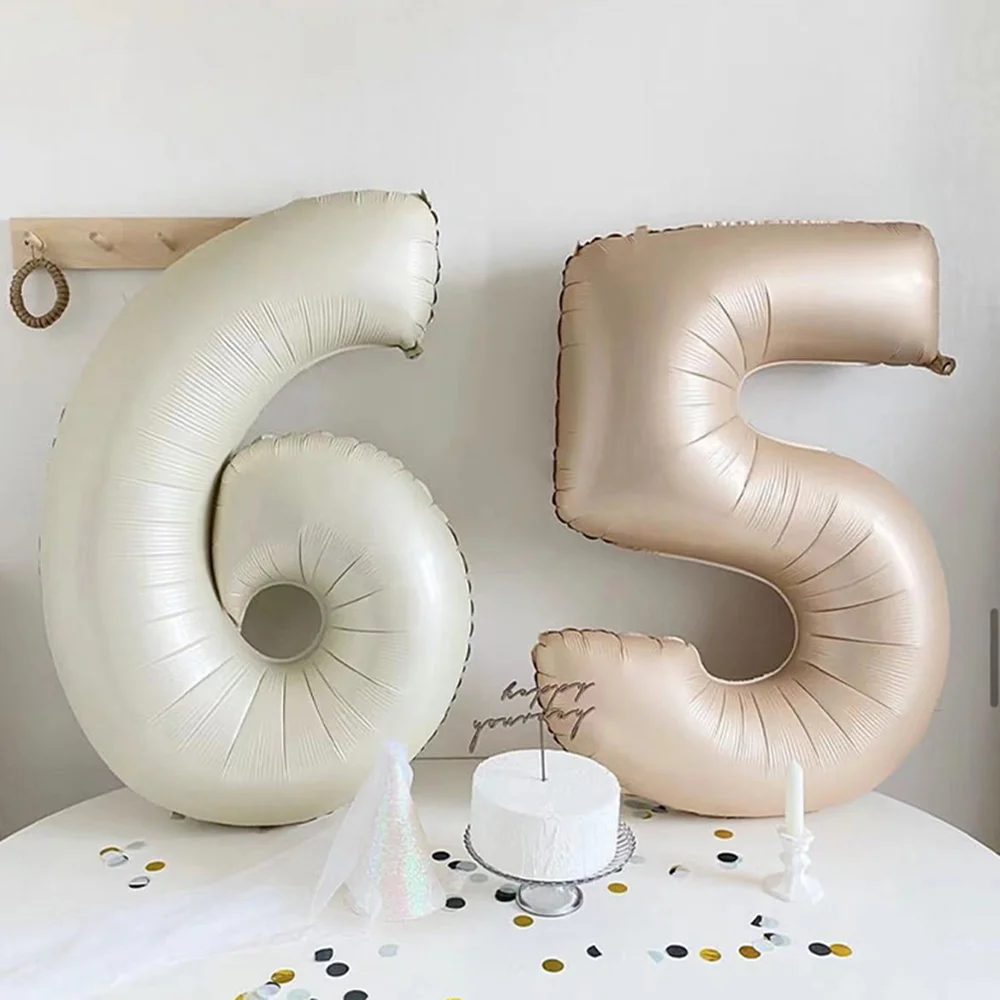 

New Caramel Cream Aluminum Foil 0-9 Number Balloons Kid's Happy Birthday Party Helium Balloon Anniversary DIY Party Decoration