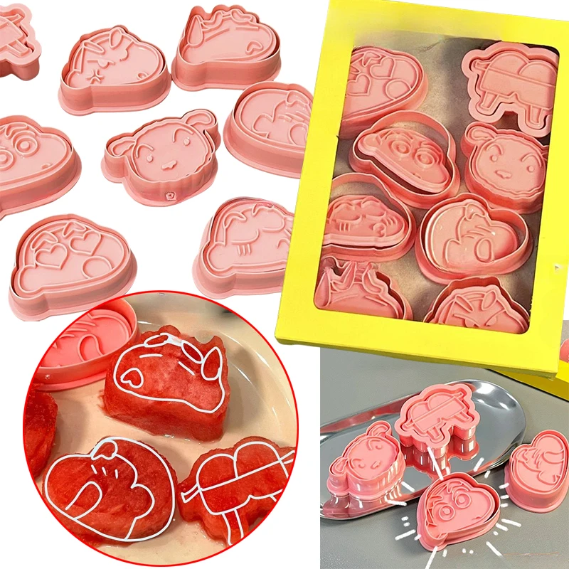 8 Uds Crayon Shinchan molde de impresión en seco Personaje de Anime Avatar hornear galletas pastel hornear Chocolate pastel molde accesorios regalo