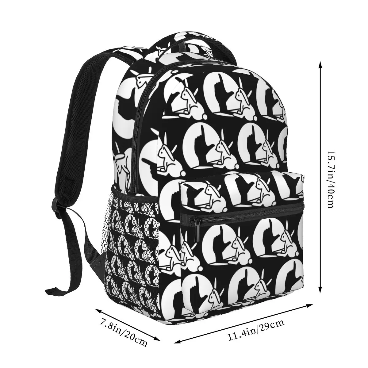 Rabbit Bunny Shadow Puppet Hand Loser Misfit Backpacks Boys Girls Bookbag Students School Bags Cartoon Rucksack Shoulder Bag
