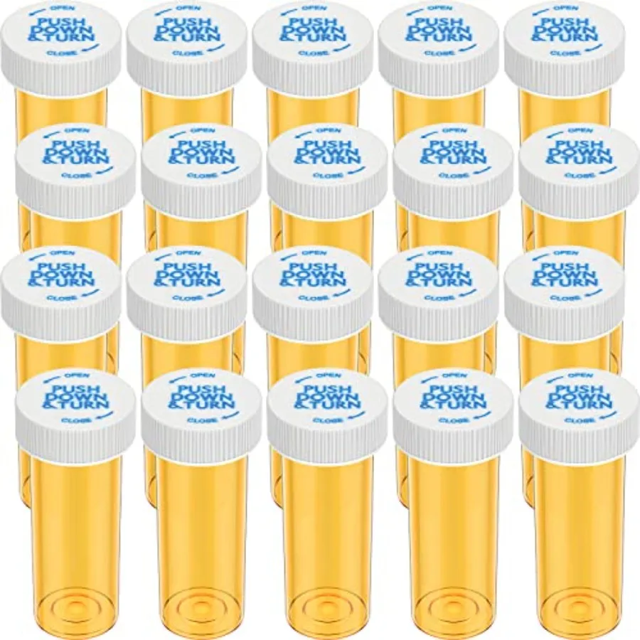 

Empty Medicine Pill Bott wit Cild Reant Caps, 6 Dram Small Prescrt Medicine Containers Travel Pill als Clear Pill 20 Pack
