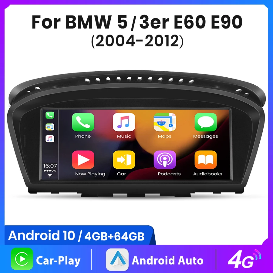 Junsun Wireless CarPlay Android Auto Autoradio for BMW 5/3er E60 E90 2004-2012 Car Radio Stereo Multimedia GPS BT WIFI