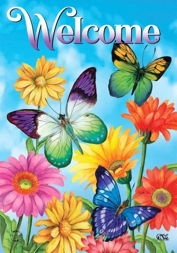 Briarwood Lane Fluttering Butterflies Spring House Flag HHJ LLG