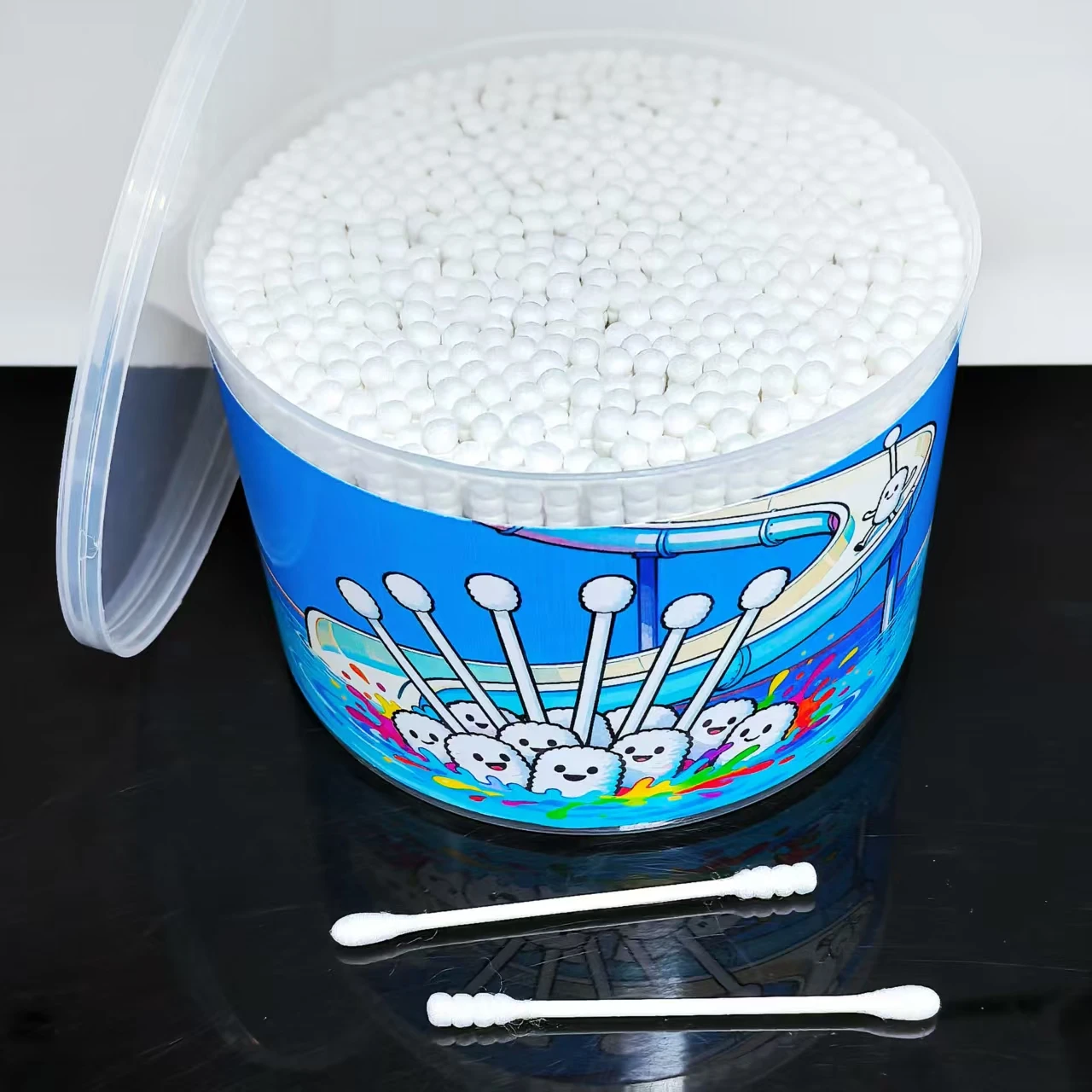 500 Stück Wattestäbchen mit Wasserrutschenelement, kreative Wattestäbchen, doppelköpfige Detailreinigungs-Wattestäbchen, doppelköpfige Wattestäbchen für Erwachsene