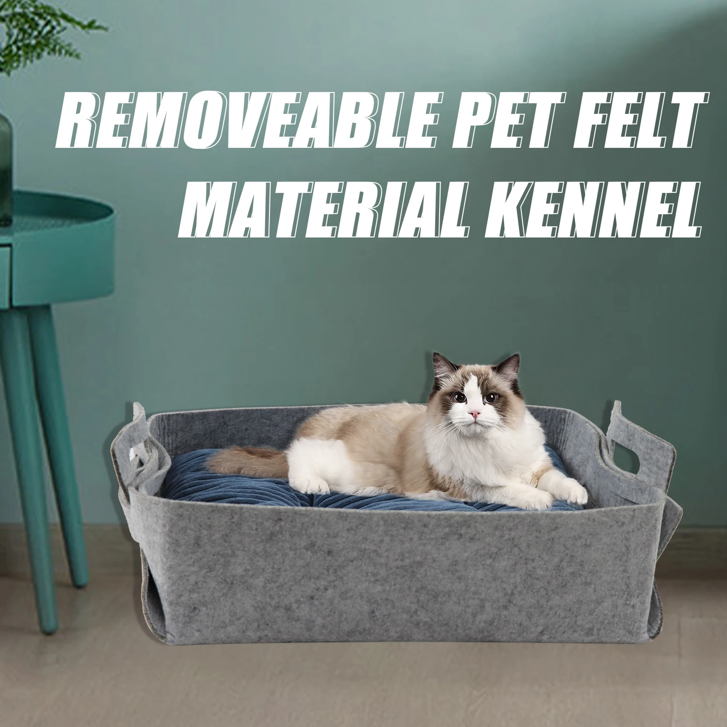 

Cat Dog Bed Felt Foldable Kennel 3 Using Way Easy Storage with Soft Cushion Warm Easy Clean Pet Bed Gray Medium Dog Cat Kennel