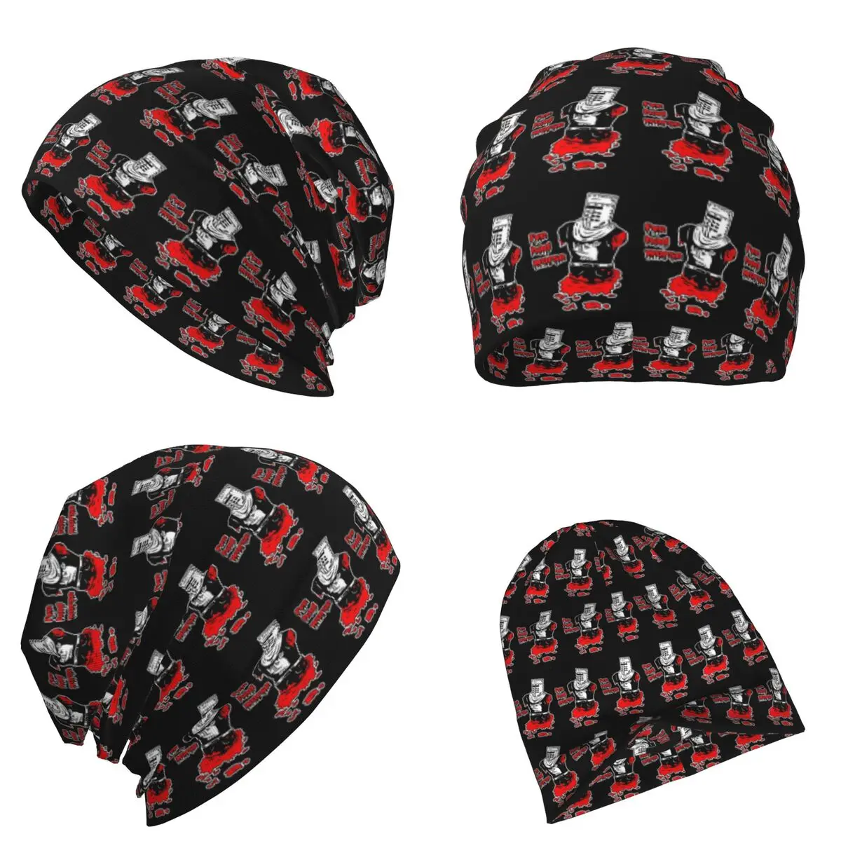 مونتي بيثون الفارس الأسود الدافئة محبوك قبعة الأزياء بونيه قبعة الخريف الشتاء في الهواء الطلق بيني القبعات للرجال النساء الكبار