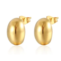 POPMAX Steel color Gold color Simple Women Chunky Hoops Earrings Gift Fashion Jewelry Stainless Wives Round Smooth Thick Hoop