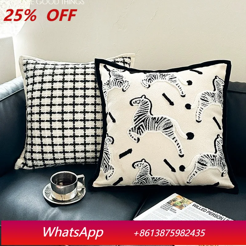 

LTT French light luxury living room sofa cushion waist pillow backrest zebra bedside throw pillow