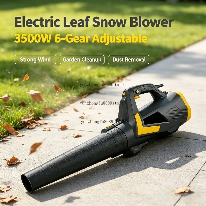 220V 3500W High Power Electric Leaf Snow Blower 6-Gear Adjustable Strong Wind Durable Industrial Blower For Leaf & Snow Cleaning