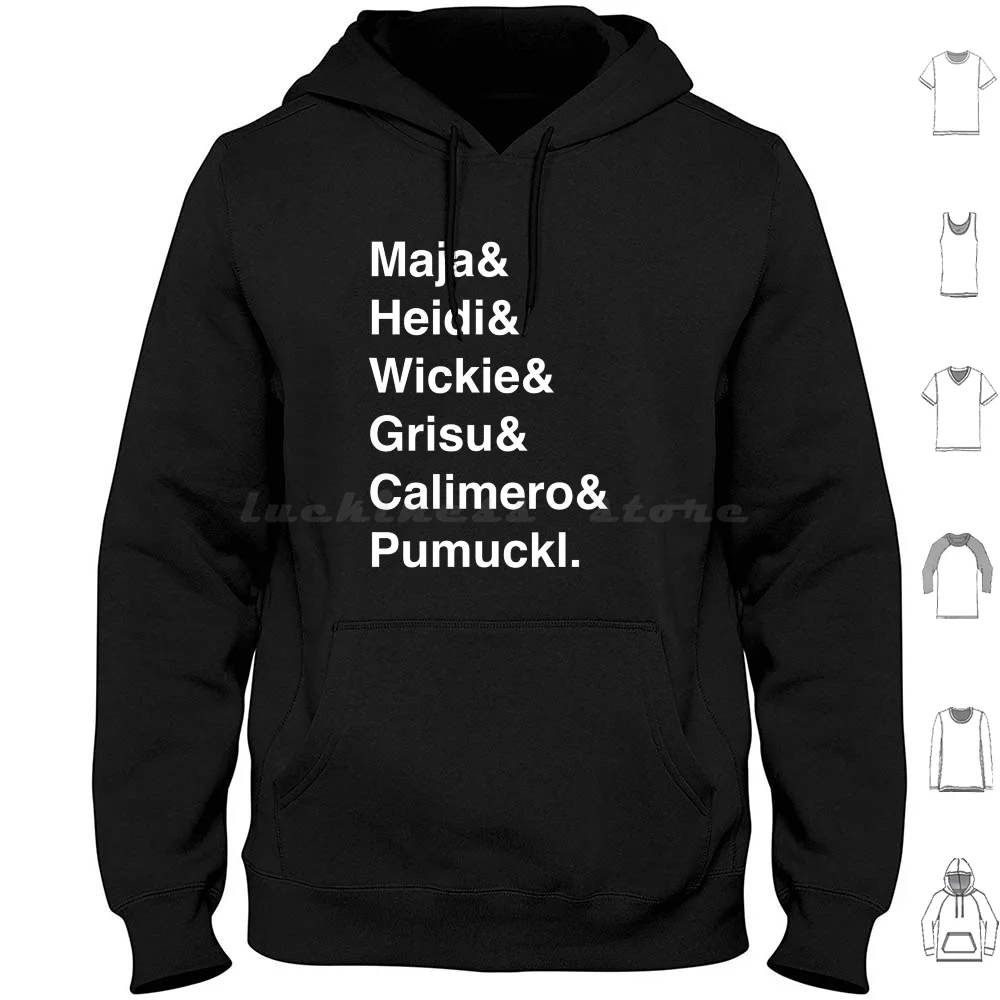 Biene Maja, Pumuckl, Wickie, Grisu, Heidi, Calimero, Nombre y camisa Sudadera con capucha de algodón de manga larga Deutsch alemán Vintage Retro