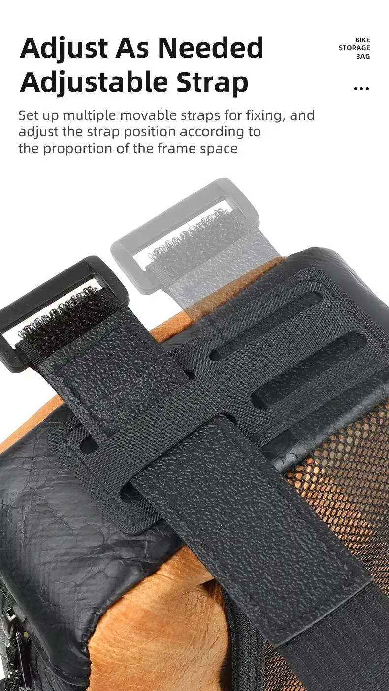 ESLNF Wasserdichte Fahrradtasche für Oberrohr, Beinfreundlich, Schlanker Stabiler Riemen, Passend für Mountainbikes und Rennräder, Leichtgewichtig, Langlebig – Detail 10