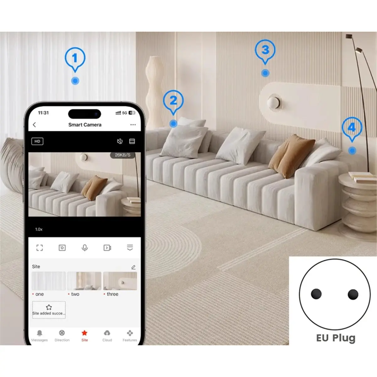 (A99Z] 3MP One-Touch Call Indoor Baby Monitor WiFi PTZ Camera Auto Tracking Color Night Vision IP Surveillance Tuya App EU PLUG